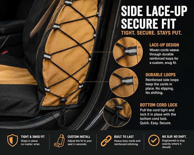 Coyote Tan Canvas Seat Covers for Jeep Wrangler JL/JK/TJ/YJ 2-Door/4-Door, Durable Tactical Multi Pockets Trucks Seat Protectors Front Pair Rain Defender (Coyote Tan Black)