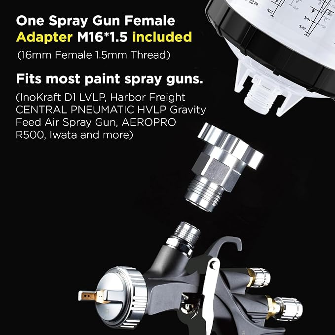 InoKraft Disposable Paint Spray Gun Cup, Large 28 Ounce (800ml) Kit Kit with 6 Cups and Lids, 1 Hard Cup with Retainer Ring, 3 Plugs, Paint System for HVLP LVLP Spray Gun with Adapter for Beginner