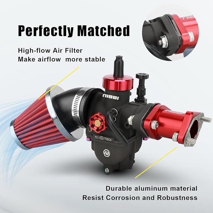 NIBBI Carburetor Perfect for Predator 212,with Intake Manifold 48mm Air Filters,for Coleman,Predator 196cc 212cc 224cc Engine Performance Parts(Red)