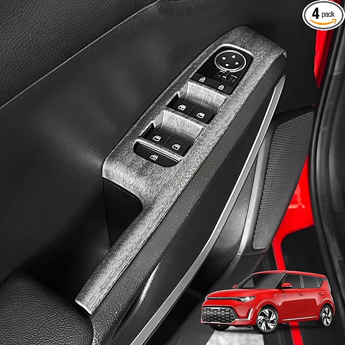 4PCS Door Lock Switch Covers Trim Compatible with Soul 2020-2026 Accessories (Wood Grain)