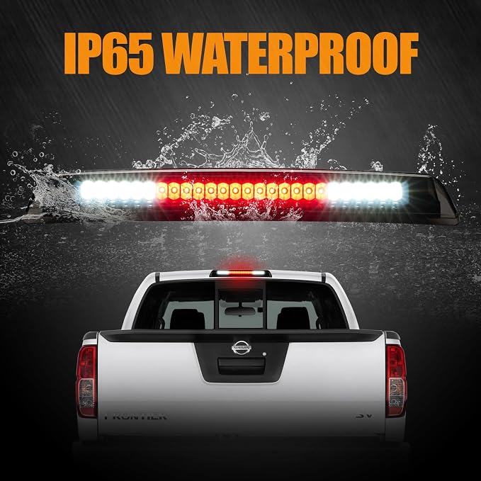 Third 3rd Brake Light LED for 2004-2015 Nissan Titan & 2005-2016 Nissan Frontier, High Mount Rear Brake Lights Assembly, Waterproof Center Cab Cargo Lamp Stop Light (Black)
