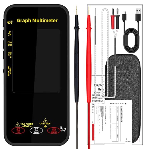 BSIDE 20000 Counts Digital Multimeter Date Recorder, 0.1mA/10uV/1000V with Smart Mode, 360-Degree Rotate LCD with Rechargeable, Measures Amp Cap Diode Temp MAX/MIN/Peak Voltage for Photovoltaic Miners