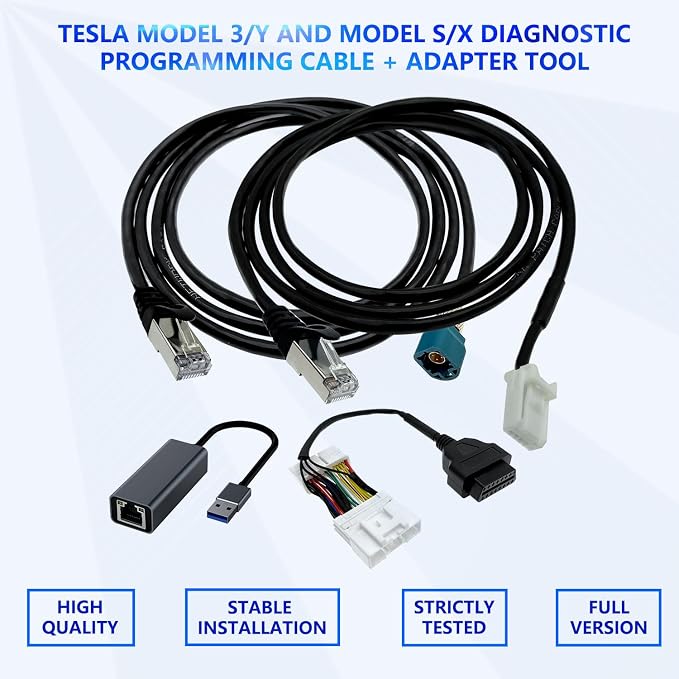 ZKTOOL Diagnostic Cables Set for Tesla Model S 3 X Y, USB OBD2 Diagnostic Tools Adapter for Lanuch X431 PADIII/PADV/PADVII/EV MAX/PRO 3S+V3.0 Ultra Tablets.with OBDII Adapter Harness 1013230-00-A.