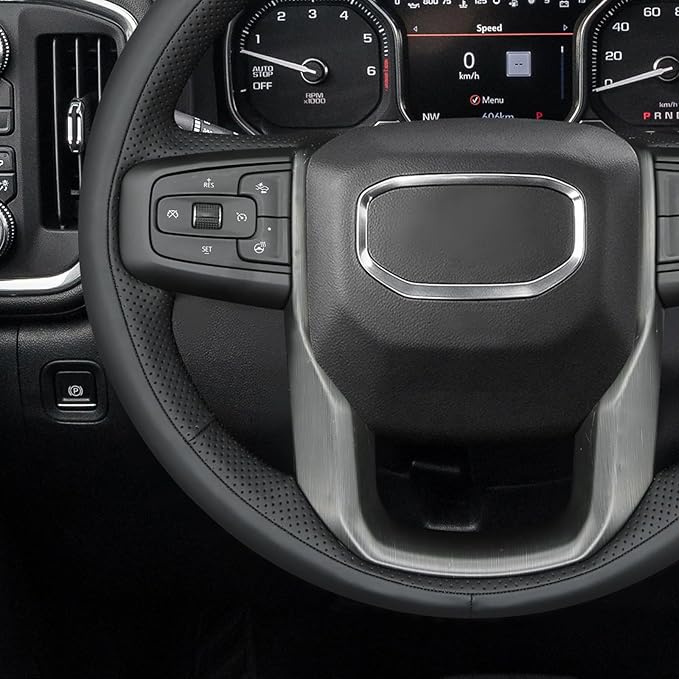 MEWANT DIY Stitching Car Steering Wheel Wrap Cover for GMC Sierra 1500 2019-2023 / Sierra 1500 Limited 2022 / Sierra 2500 2020-2024 / Sierra 3500 2020-2024 / Yukon (XL) 2021-2023 Accessories(3D Style)