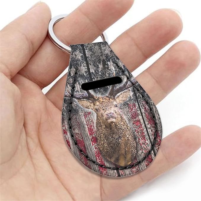 Xoenoiee 11 Pack Hunting Deer Camo American Flag Print Auto Accessories Car Seat Covers Full Set for Front & Rear Seat, SUV Car Steering Wheel Cover, Seat Belt Cover, Cup Coasters, Key Chains