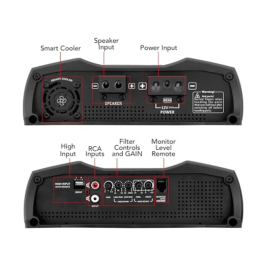 Taramps MD 1200.1 Amplifier 2 Ohms 1200 Watts RMS 1 Channel Full Range Car Audio System, Monoblock, LED Monitor Indicator, Class D Great for Subwoofer