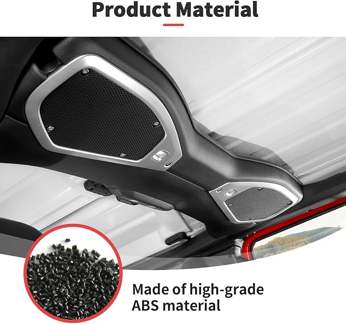 JWWY for Jeep JL Speaker Audio Trim Top & A Pillar Cover Trim for 2024 Jeep Wrangler JL JLU & Gladiator JT Accessories ABS 4PCS Silver