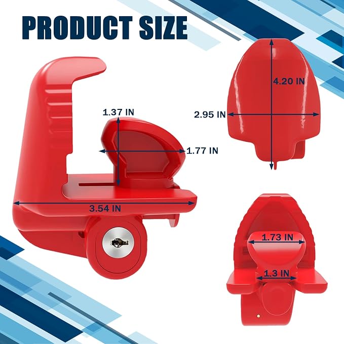 Trailer Hitch Locks with Keys, Fits 1-7/8 2-5/16 2 Inch Ball Hitch Lock Coupler Adjustable Tongue Lock Heavy Duty Steel for Vehicle Trailer Boat and RV, Anti-theft Hitches, Red-2 Pack-Not Keyed Alike