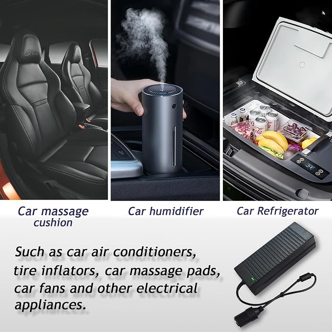 AC to DC Converter 12V 10A 120W Power Supply 110V to DC 12 Volt Transformer Cigarette Lighter Socket Power Adapter for Air Compressor Car Refrige
