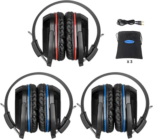 SIMOLIO Infrared Headphones for Car DVD, Not Bluetooth, Universal 2 Channel IR Headphones for Honda Odyssey, uConnect Chrysler Pacifica, Town & Country, GMC Yukon, Wireless Headsets for TV, 3 Pack