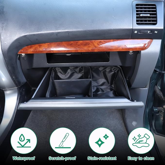 Glove Box Dividers Organizer Compatible with Toyota Land Cruiser Prado 120 /Lexus GX470 2003-2008 Accessories, Center Console Glove Box Divider Storage Bag,2PCS