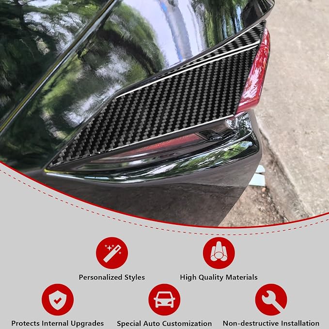 Real Carbon Fiber Tail Light Side Trim Compatible with Corvette C8 2020-2026, Exterior Decor Sticker Accessories