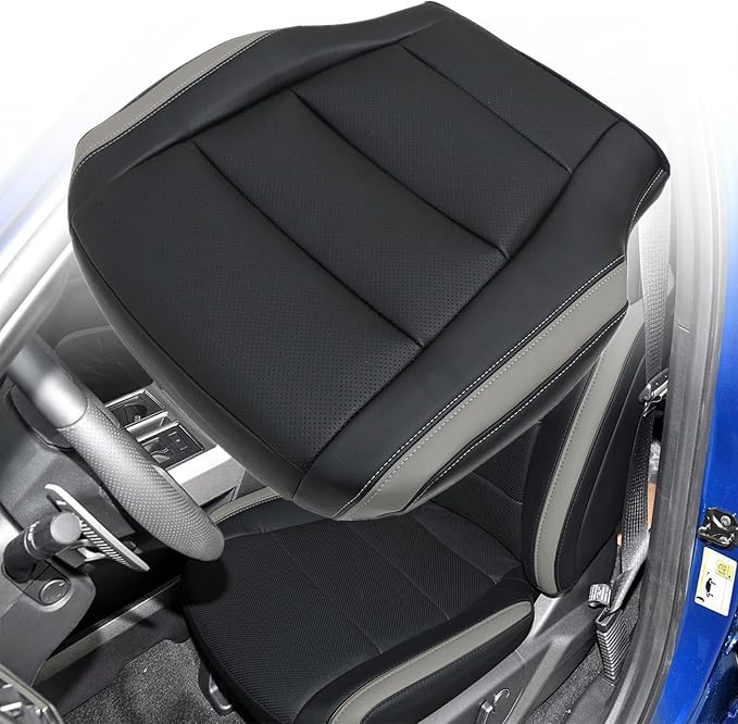 NLQR Front Driver Side Bottom & Top Back Replacement Perforated Seat Covers Black RB Microfiber Leather Compatible with Ford F-150 2015 2016 2017 2018 2019 2020