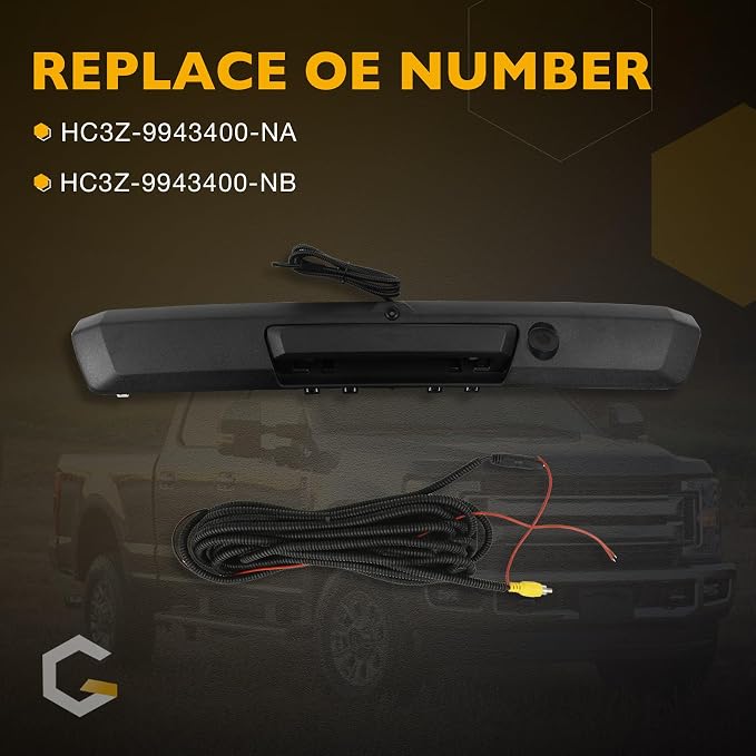 Tailgate Handle with Rear View Backup Camera, 170 ° Wide-Angle Rear Camera Compatible with 2017-2022 Ford F250 F350 F450 Super Duty, Without Release Button, Replaces#HC3Z-9943400-NA