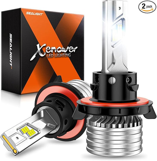 SEALIGHT H13/9008 Bulbs, 1100% 70000LM Ultra Brightness H13 Bulbs,Real 1:1 Size 6500K Cool White, IP68 Waterproof Fog Bulb, Plug and Play, Pack of 2