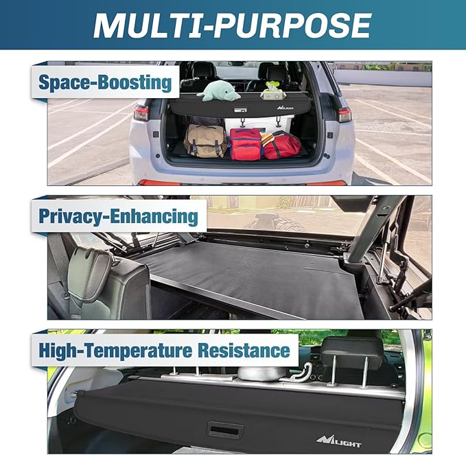 Nilight Trunk Cargo Cover for Jeep Grand Cherokee 2 Row WL 2022 2023 2024, Retractable Security Shade Rear Cargo Cover, with Trunk Storage Net