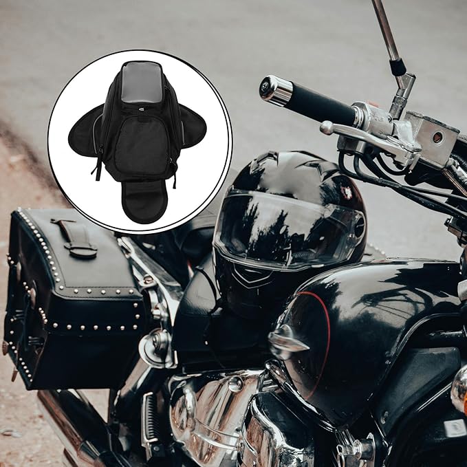 ABOOFAN Motorcycle Magnetic Tank Bag Waterproof Portable Motorcycle Accessories Bag with Earphone Hole and Navigation Storage for Riding