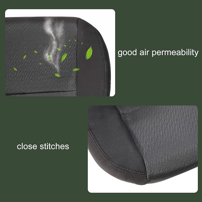 FZJDSD Black Driver & Passenger Side Bottom & Top Lean Back Cloth Seat Covers Compatible with Chevy Silverado Tahoe Suburban Avalanche GMC Sierra Yukon 2007 2008 2009 2010 2011 2012 2013 2014