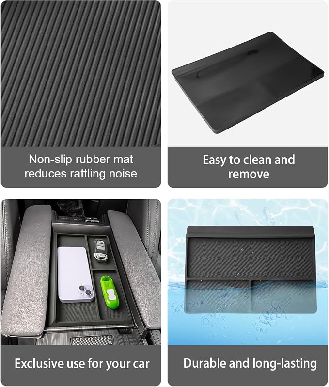 CDEFG Center Console Organizer Tray for 2021-2025 2026 Toyota Sienna | 4th Gen Toyota Sienna Interior Accessory Armrest Anti-Slip Storage Pad, Armrest Lid Nonslip Mat Cellphone Barrier Rubber