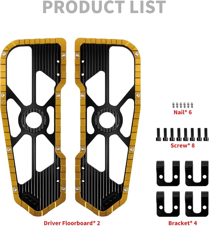 Motorcycle Floorboards Driver Footboards Wide Foot Pegs Board Pedal Compatible with Toouing Electra Road Street Glide Softail Road King Yellow Edge