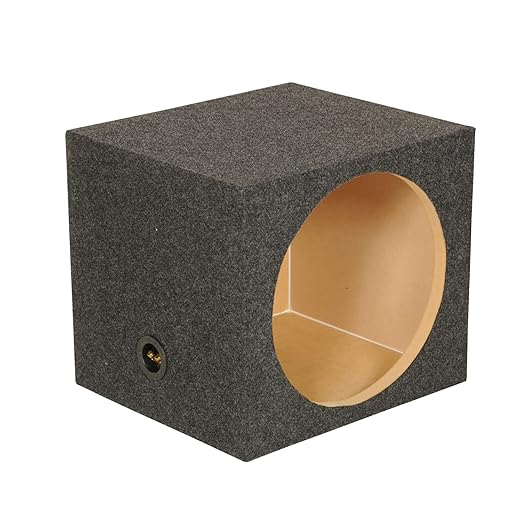 Q Power 12 Inch Heavy-Duty Single Sealed Carpet Covered Durable Car Audio Vehicle Subwoofer Enclosure Woofer Box, Charcoal Gray