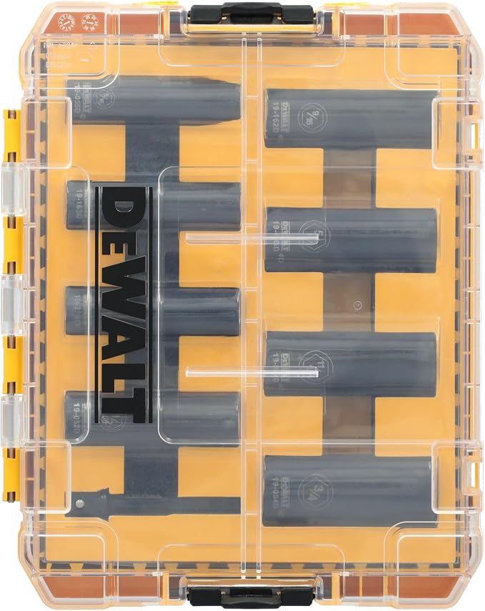 DEWALT Impact Socket Set, 3/8 Drive 9 Pcs Standard SAE Deep Socket Set, 6 point, 5/16 Inch to 3/4 Inch, Includes 1/4 inch Adapter (DWAFSFSET9)