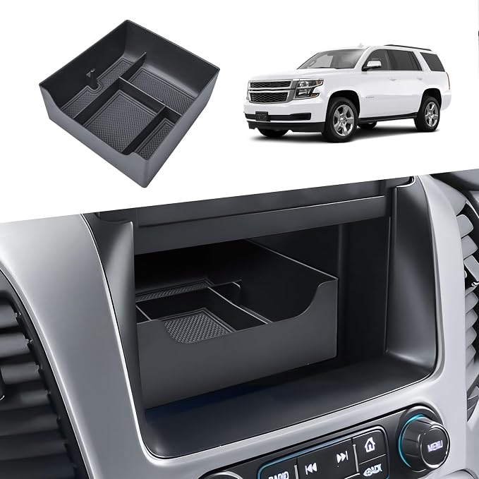 Full coverage Center Console Organizer and Center Console Electric Navigation Screen Rear Tray Compatible with 2015-2020 Chevy Suburban/Tahoe and 2015-2020 GMC Yukon Accessories