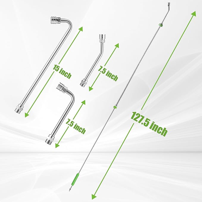 JOEJET Pressure Washer Extension Wand, 120” Power Washer Wand Extension with Molded Grip, Pressure Washer Accessories with 30°/90°/120° Curved Rods, 5 Nozzle Tips, 1/4” Quick Connect