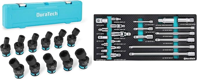 DURATECH 22-Piece Drive Tool Accessory Set & DURATECH 3/8" Drive Swivel Socket Set