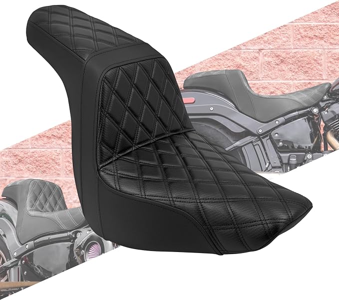Motorcycles Two-Up Seat Front Rear Driver Passenger Cushion Seat Fit for Harley Low Rider FXLR FXLRS Sport Glide FLSB 2018-Up (Black Stitching)