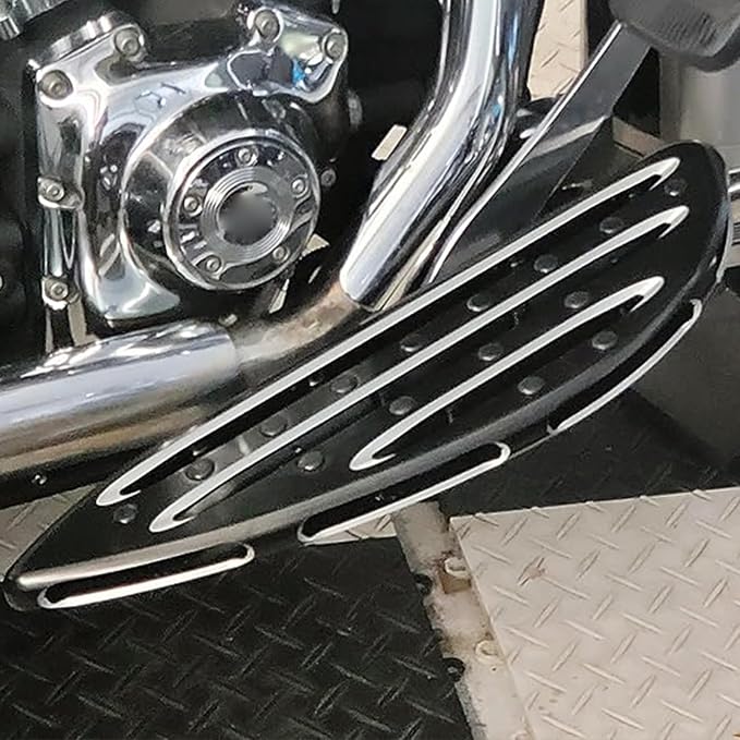 Floorboards Set Driver Passenger Footboards Front Rear Foot Pegs CNC Fit For Harley Touring Road Glide Street Glide Electra Glide Softail Dyna (Black)