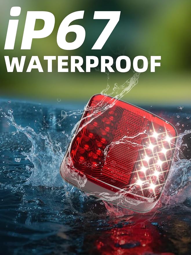 Wireless Trailer Lights Kit Magnetic, LED Wireless Tail Lights for Trailer with Strong Magnet and Rechargeable Battery, IP67 Waterproof, Portable Tow Light Set for Trucks, RVs, Boats, Campers
