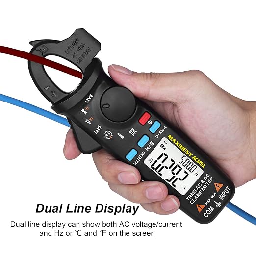 1mA Clamp Meter DC AC Current 6000 Counts True RMS Auto Range Multimeter Capacitance Temperature Live Check Low Impedance Voltage Tester