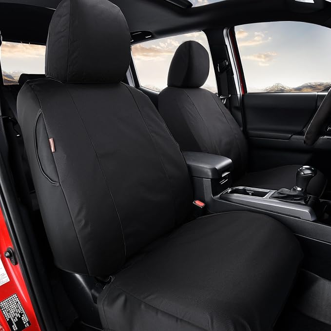 Coverado Seat Covers Custom Fit for Tacoma Double Cab/Crew Cab SR/SR5/TRD Sport/TRD Off-Road/Limited Seat Cushion Protectors 2016-2023 Oxford (Frontpair, Black)