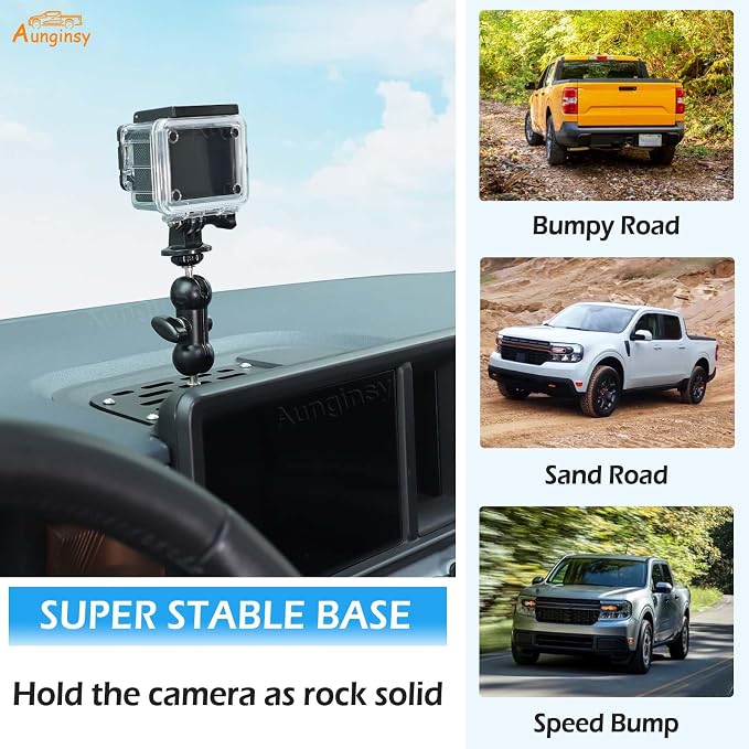 Car Center Console Dash Cam Mount Holder Compatible with Ford Maverick 2022 2023 2024, Auto Instrument Table Organizer Storage Tray Groove Panel Car Action Cameras Bracket for Video Record Accessories
