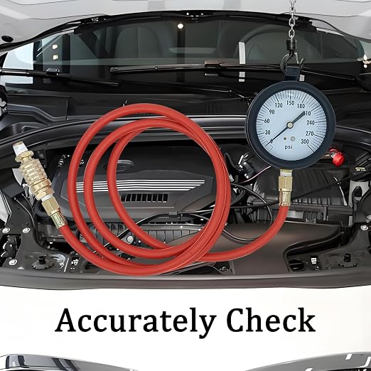 TU-32-20, Compuchek Fuel System Pressure Test Gauge,3-1/2", 300 PSI Gauge,Fit for Cummin-s Diesel Engines and Other Diesel Engines, for Road Testing(6FT)