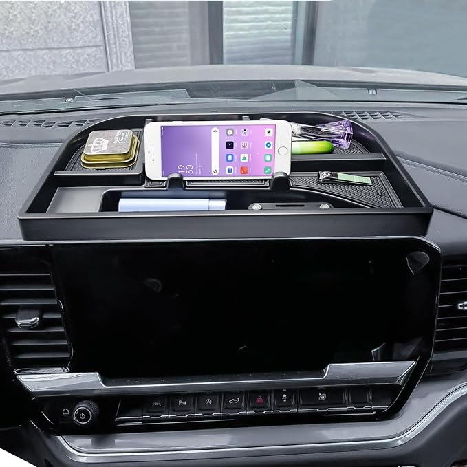 RUNROAD Center Console Hanging Organizer Box Compatible with 2022-2026 Chevy Silverado/GMC Sierra 1500 and 2024-2026 Silverado/Sierra 2500HD 3500HD Accessories Armrest Tray, Split Bench Seat ONLY