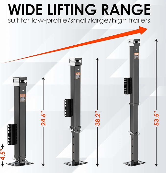 YOMILINK Upgrade 8000 lbs Trailer Jack, Drill Jack, Bolt-On, 28.6" Vertical Travel, Heavy Duty, Adjustable Drop Leg, for Utility Trailer, Yacht, Boat