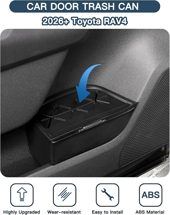 Ruiya 2026 RAV4 Trash Can for Toyota RAV4 XA60 Accessories Trash Bin with Lid Silicone Garbage Can Compatible with 2026 Toyota RAV4 LE/SE/XLE Premium/Woodland/XSE/Limited & 2026 RAV4 Hybrid