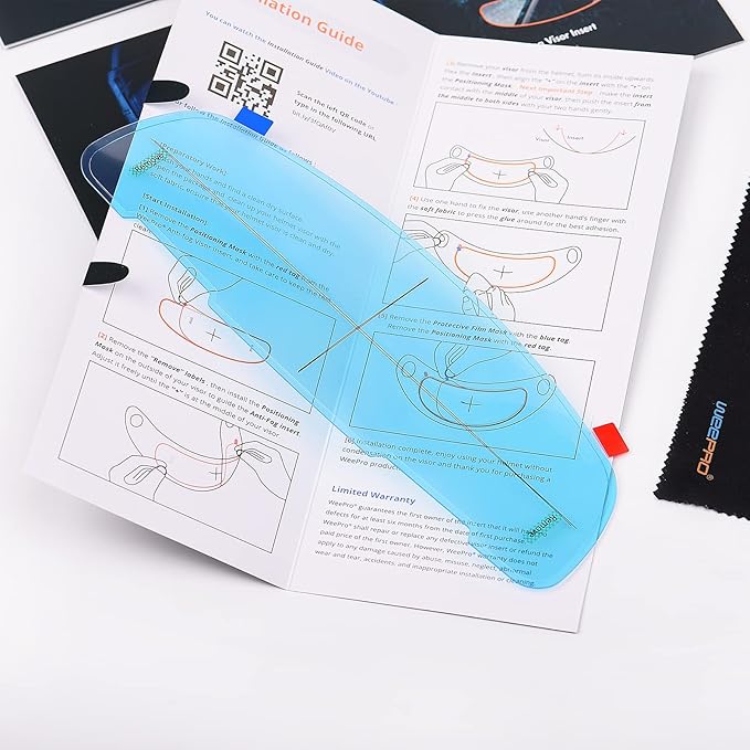 Helmet Visor Anti Fog Film,Fog-Free Inner Layer for Easy Install in Cold or Rain,Pre-Cut Compatible with Arai Helmets-3.7"x11.5" Clear Adhesive Film
