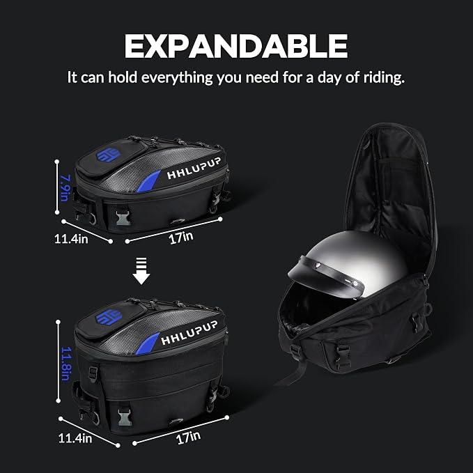 Motorcycle Helmet Bag Dual Use Helmet Backpack and Seat Bag, 38L Waterproof Luggage Bag with Password Lock for Travel and Commuting Blue