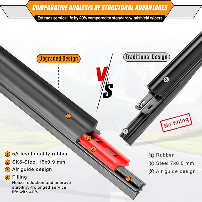 AUTOBOO 26"+22" Windshield Wipers with 16" Rear Wiper Blade Replacement for 2010 2011 2012 2013 2014 2015 Lexus RX450h RX350-Original Factory Quality (Pack of 3)