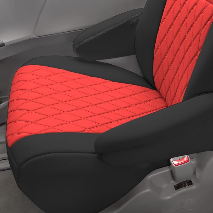 FH Group Custom Fit Car Seat Covers Specifically Made for 2011-2020 Toyota Sienna 7 Seater with Ultraflex Neoprene Water Resistant Automotive Seat Covers - 2nd Row Red