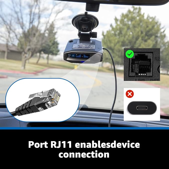 Upgraded OBDII to RJ11 for Escort Radar Detector Power Cord - for Escort MAX 360/360c,IX,IXc,9500 IX,MAX II/3/4,and Redline 360c etc.