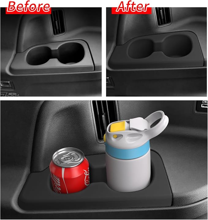 smabee 3rd Row Cup Holder Inserts for Honda Pilot 2023-2026 Car Accessories TPE Drinks Holder Box Organizer Car Interior Black