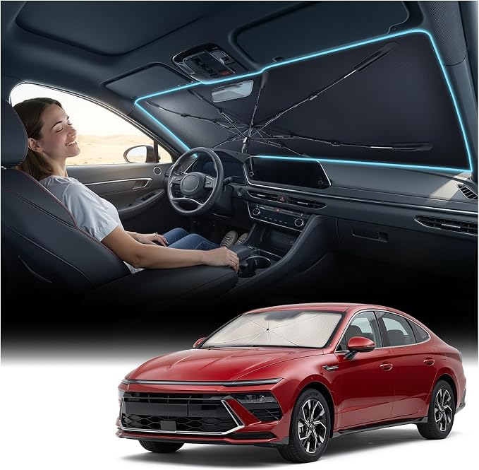 Nmoiss [Vinyl Coating Heat Shield] Windshield Sun Shade Umbrella for Hyundai Sonata 2020-2026, Protect Car from Sun Rays & Heat Damage Keep Cool and Protect Interior