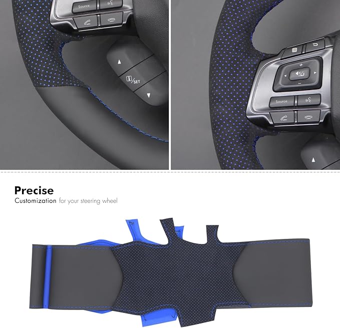 MEWANT Hand Stitch Steering Wheel Cover Wrap for Subaru WRX / WRX STI 2015-2021 - Steering Wheel Accessories