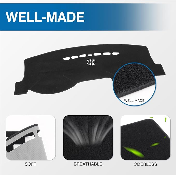 KUST Black Dash Cover for 2013-2020 Ford Fusion (S, SE, Titanium, Hybrid, Sport, Platinum, Energi) Non-Slip Dashboard Cover Interior for Ford Fusion Accessories Custom Fit Dash Mat