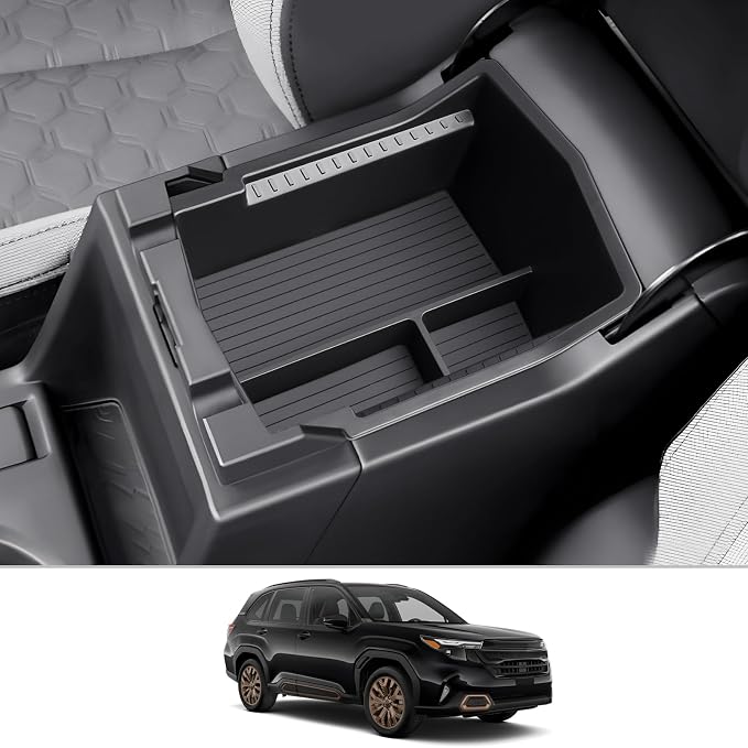 CDEFG for 2026 Subaru Forester Center Console Organizer, for 2025 2026 Subaru Forester (Base/Premium/Sport/Limited/Touring) Accessories Middle Console Armrest Storage Box
