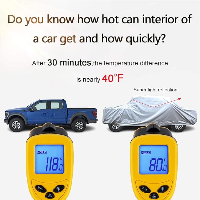 SEAZEN Car Cover 6 Layers, Waterproof Truck Car Cover, Snowproof/UV Protection/Windproof, Universal Car Covers Breathable Fabric with Cotton (240 inch to 250 inch)